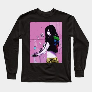 Cool Girl Vaporwave Cyberpunk Cool Tshirt Long Sleeve T-Shirt